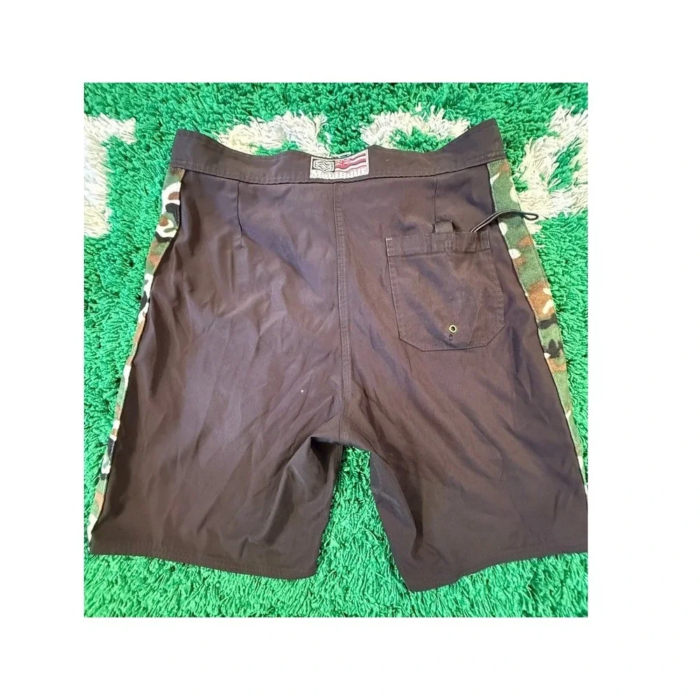 Maui Built Board Shorts Mens 35 Brown Good Camo Side Stripe Surf Swim Trunks